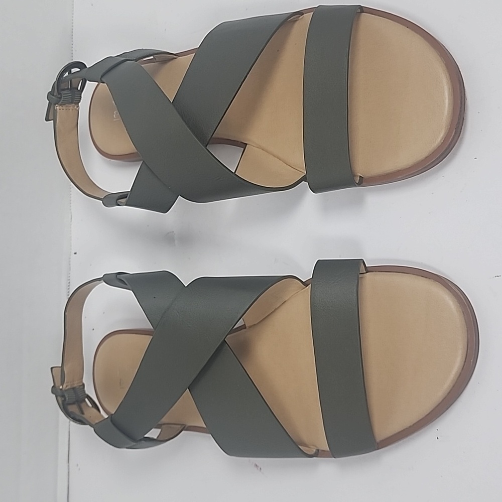 Market & Spruce Women's Green Strappy Flat Sandals Size 8.5